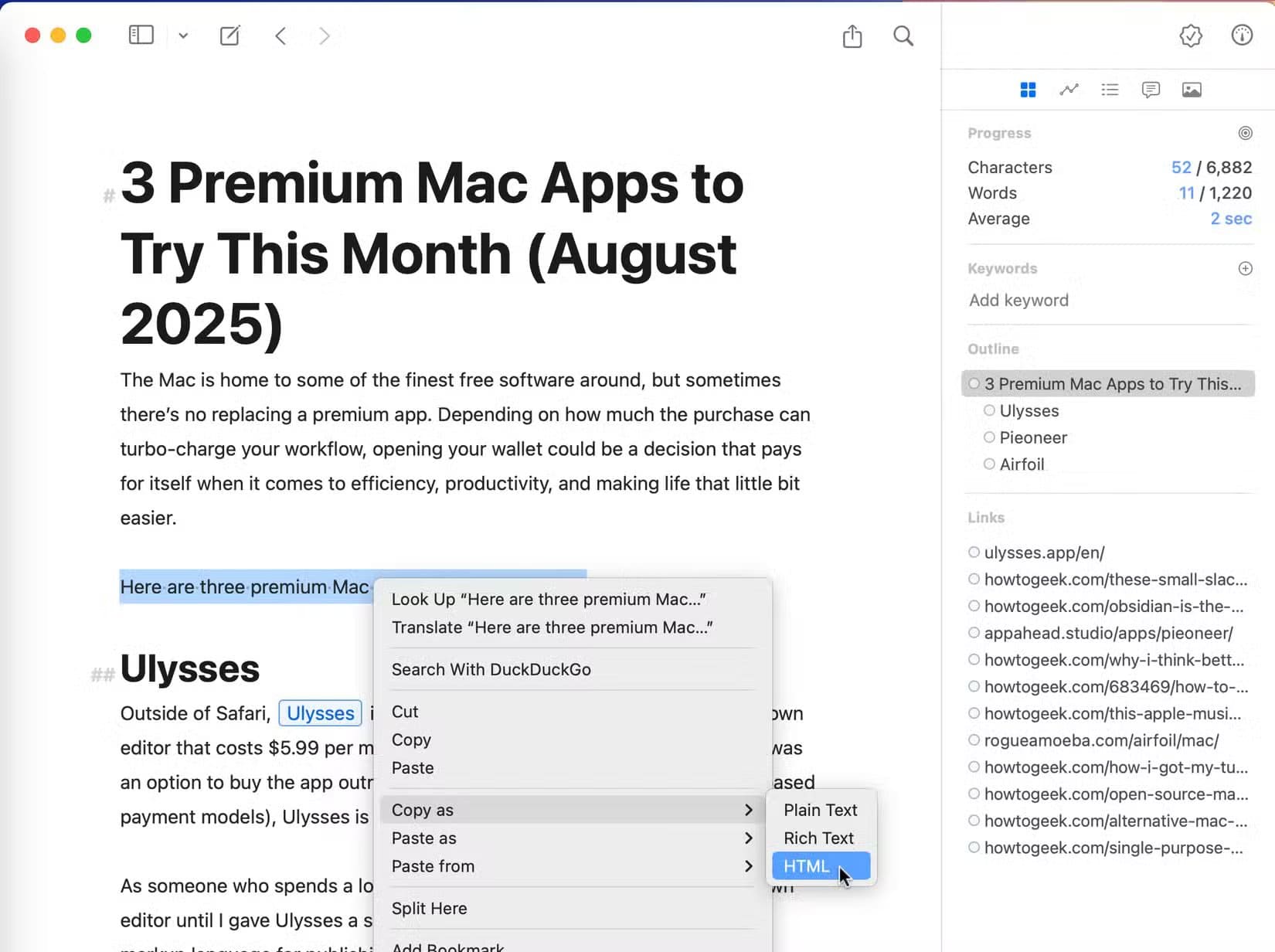 ulysses-with-the-dashboard-view-visible-1 أفضل تطبيقات Mac التي تستحق كل قرش دفعته