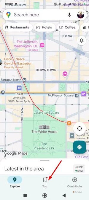 you-button-in-google-maps أهم استخدامات Google Maps التي لا يعرفها الكثيرون غير الملاحة