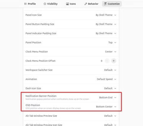 1d-just-perfection-customize-page-settings أفضل إضافات GNOME التي تجعل استخدام Ubuntu أكثر متعة وسلاسة