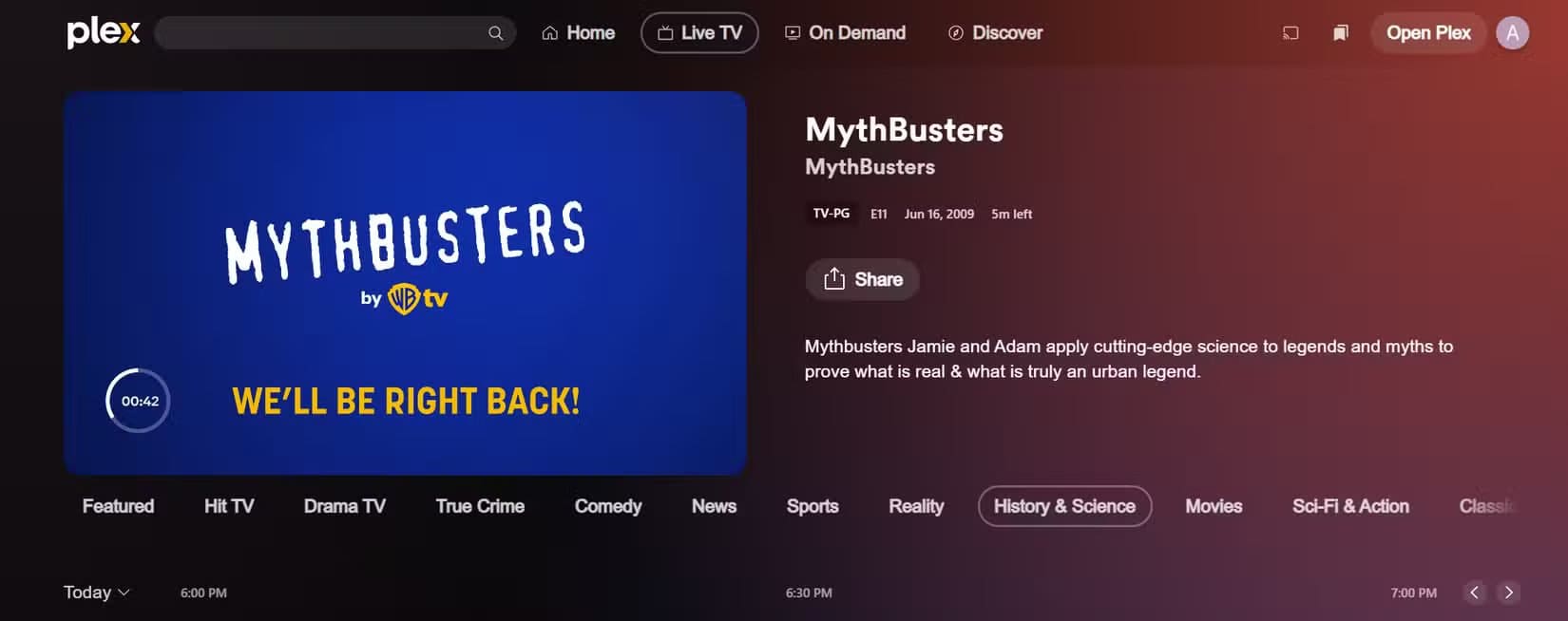 2025-08-22_18h30_02 أفضل مميزات Plex لمشاهدة التلفزيون المباشر بسهولة