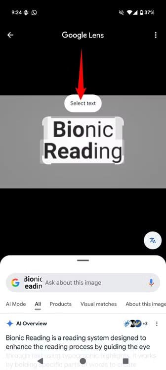 3-google-lens-select-text أفضل طرق نسخ النصوص من الصور على أندرويد بسهولة