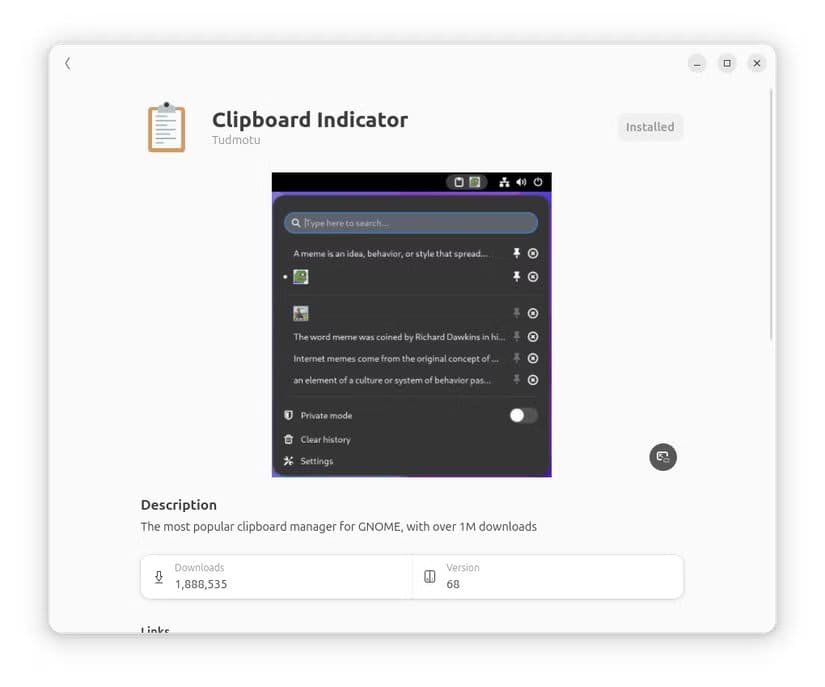 4-clipboard-indicator-gnome-extension-install-page أفضل إضافات GNOME التي تجعل استخدام Ubuntu أكثر متعة وسلاسة