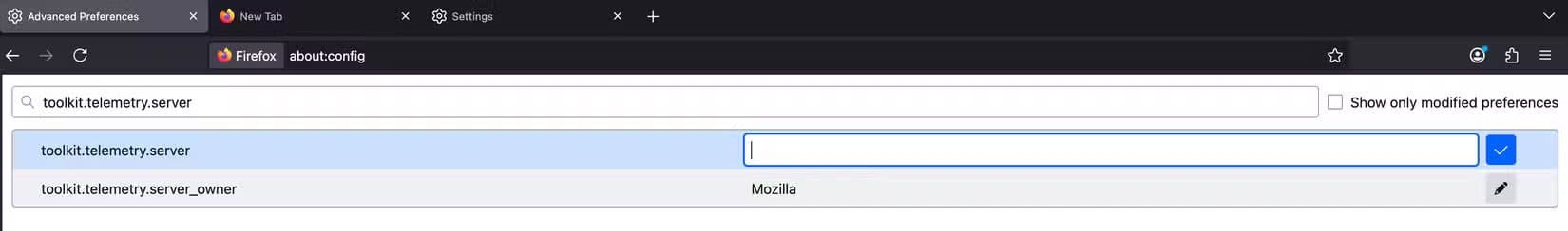 5-clearing-the-telemetry-server-string-on-the-config-page-in-firefox 6 إعدادات في Firefox تحسن الخصوصية وتجعل التصفح أسرع