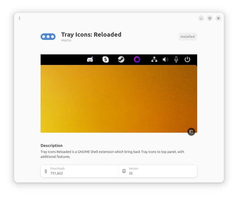 5-tray-icons-reloaded-gnome-extension-install-page أفضل إضافات GNOME التي تجعل استخدام Ubuntu أكثر متعة وسلاسة