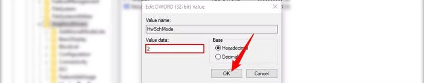6-change-value-to-2 تشغيل جدولة GPU لتسريع الرسوميات في Windows 10 و11