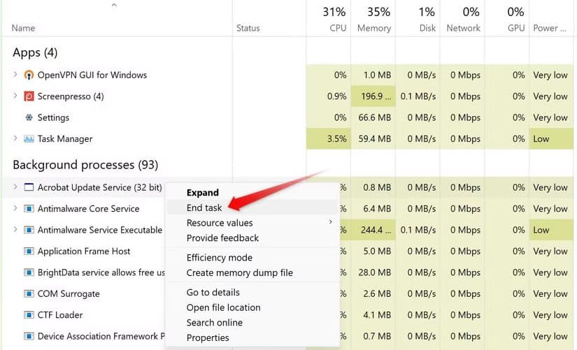 6-disabling-a-background-service-in-task-manager-on-windows أهم إعدادات ويندوز التي تحافظ على بطارية الكمبيوتر المحمول لفترة أطول