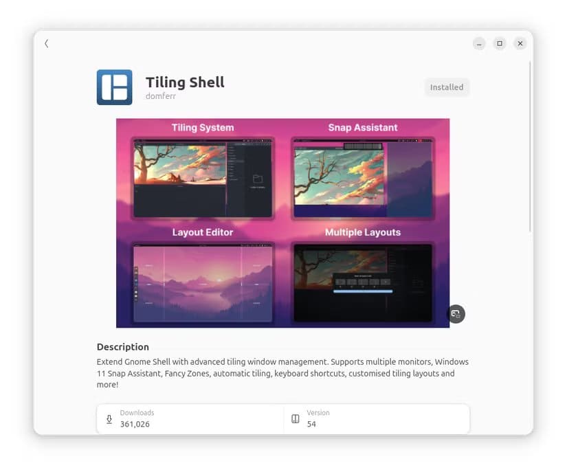 8-tiling-shell-gnome-extension-install-page أفضل إضافات GNOME التي تجعل استخدام Ubuntu أكثر متعة وسلاسة