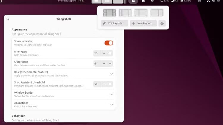 8a-window-tiling-panel-switcher-with-tiling-shell-gnome-extension أفضل إضافات GNOME التي تجعل استخدام Ubuntu أكثر متعة وسلاسة