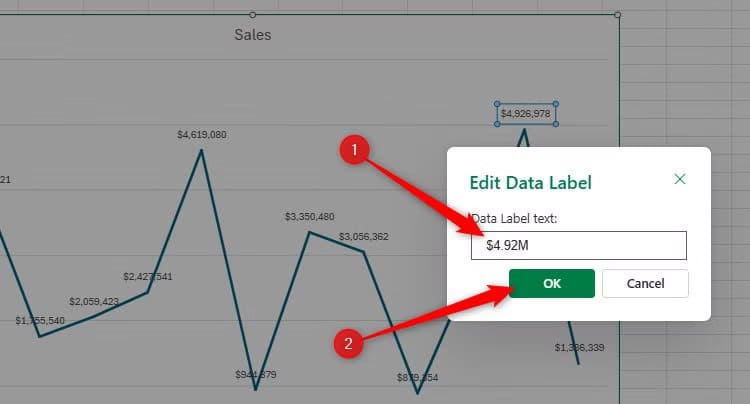 a-chart-data-label-in-excel-for-the-web-is-changed-to-4-92m-usd أحدث ميزات Microsoft Excel 2025 التي تعزز إنتاجيتك