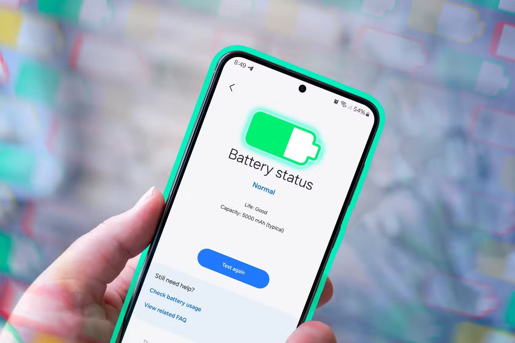 a-samsung-phone-with-the-battery-status-screen مميزات خفية في Samsung Galaxy ستغير طريقة استخدامك للهاتف