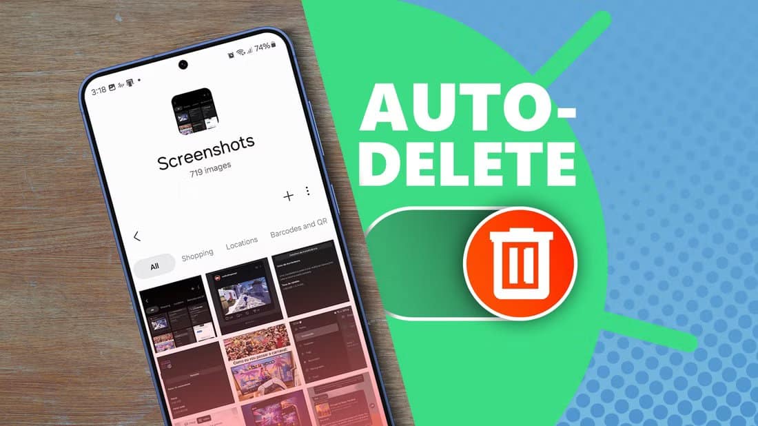 a-smartphone-displaying-the-screenshots-album-next-to-a-green-android-themed-background-with-an-auto-delete-toggle-switch ميزة أندرويد الجديدة لحذف لقطات الشاشة تلقائيًا وتوفير المساحة