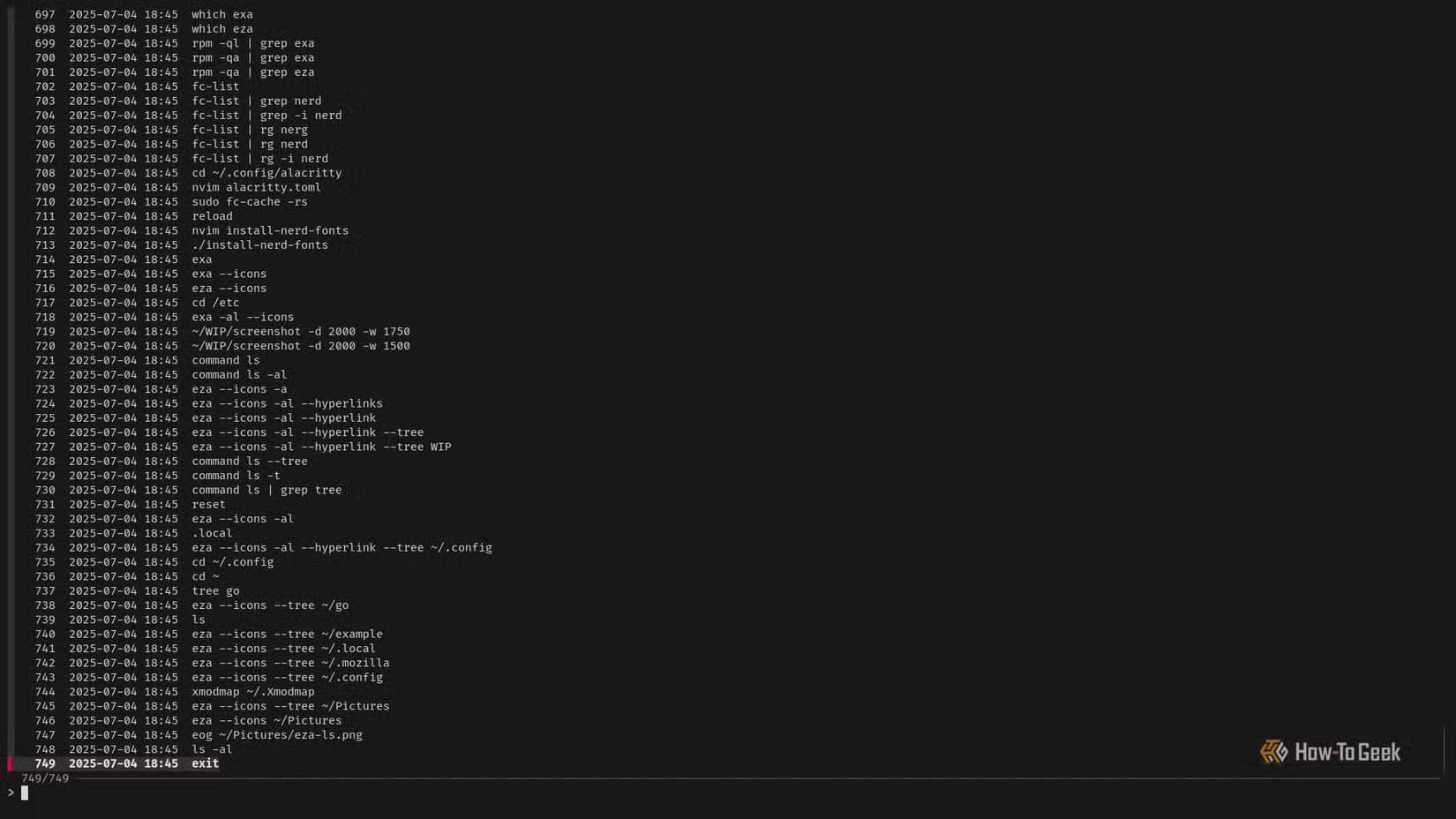 a-terminal-window-displays-a-list-of-commands-this-is-the-output-of-the-fzf-history-search-command أفضل الطرق لتشغيل التطبيقات مباشرة من Terminal