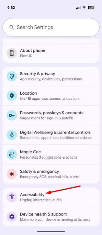 accessibility-option-in-pixel-settings طرق سهلة لإنهاء المكالمات بسرعة على أندرويد