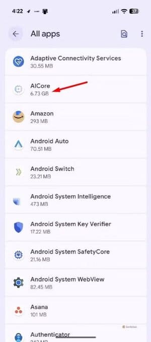 aicore-option-in-the-pixel-settings-window-1 طريقة سهلة لزيادة ذاكرة Pixel 10 وتحسين الأداء