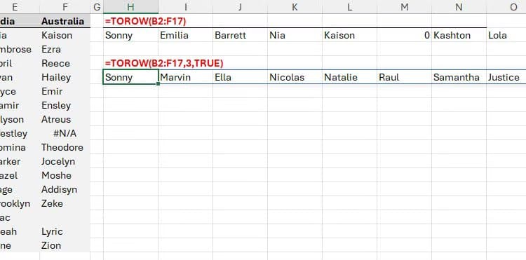all-arguments-of-a-microsoft-excel-torow-formula-are-included-to-ignore-blanks-and-errors-and-scan-the-source-by-column تحويل الصفوف والأعمدة بسهولة باستخدام TOCOL وTOROW في Excel