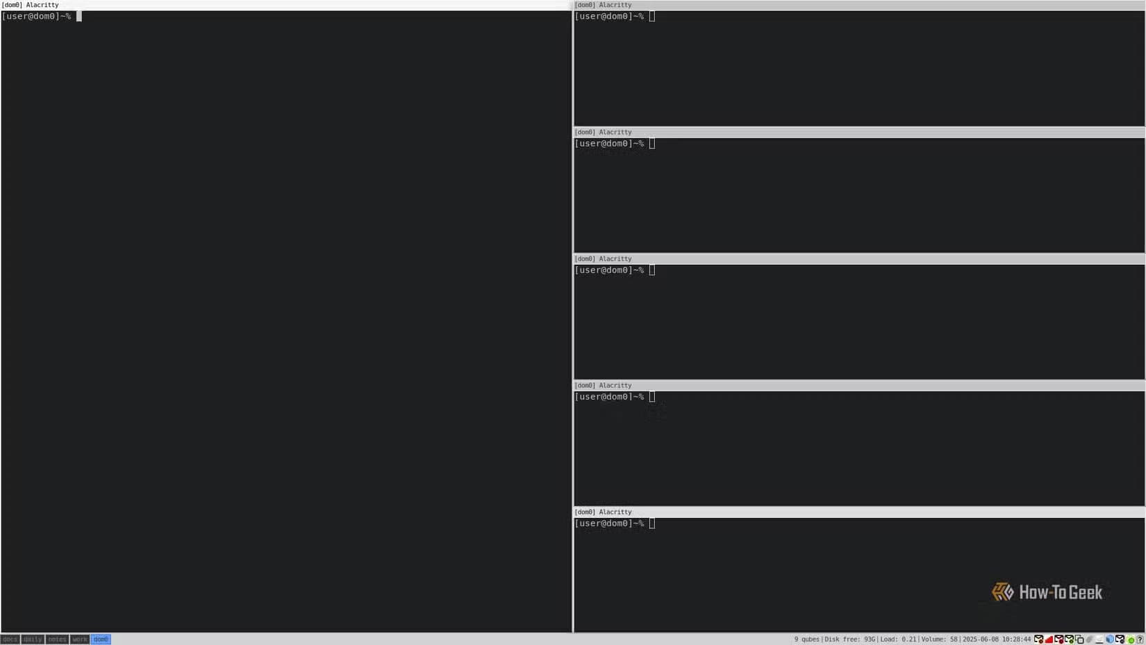 an-i3-desktop-that-displays-6-tiled-windows-1-on-the-left-and-5-on-the-right علامات تثبت أنك أصبحت مستخدمًا متقدمًا في Linux