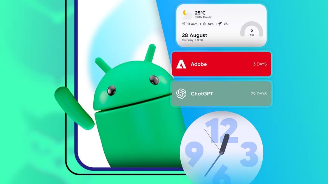 android-mascot-inside-a-smartphone-screen-with-home-screen-widgets-beside أفضل تطبيقات ويدجت لتحسين تجربة Android على الشاشة الرئيسية