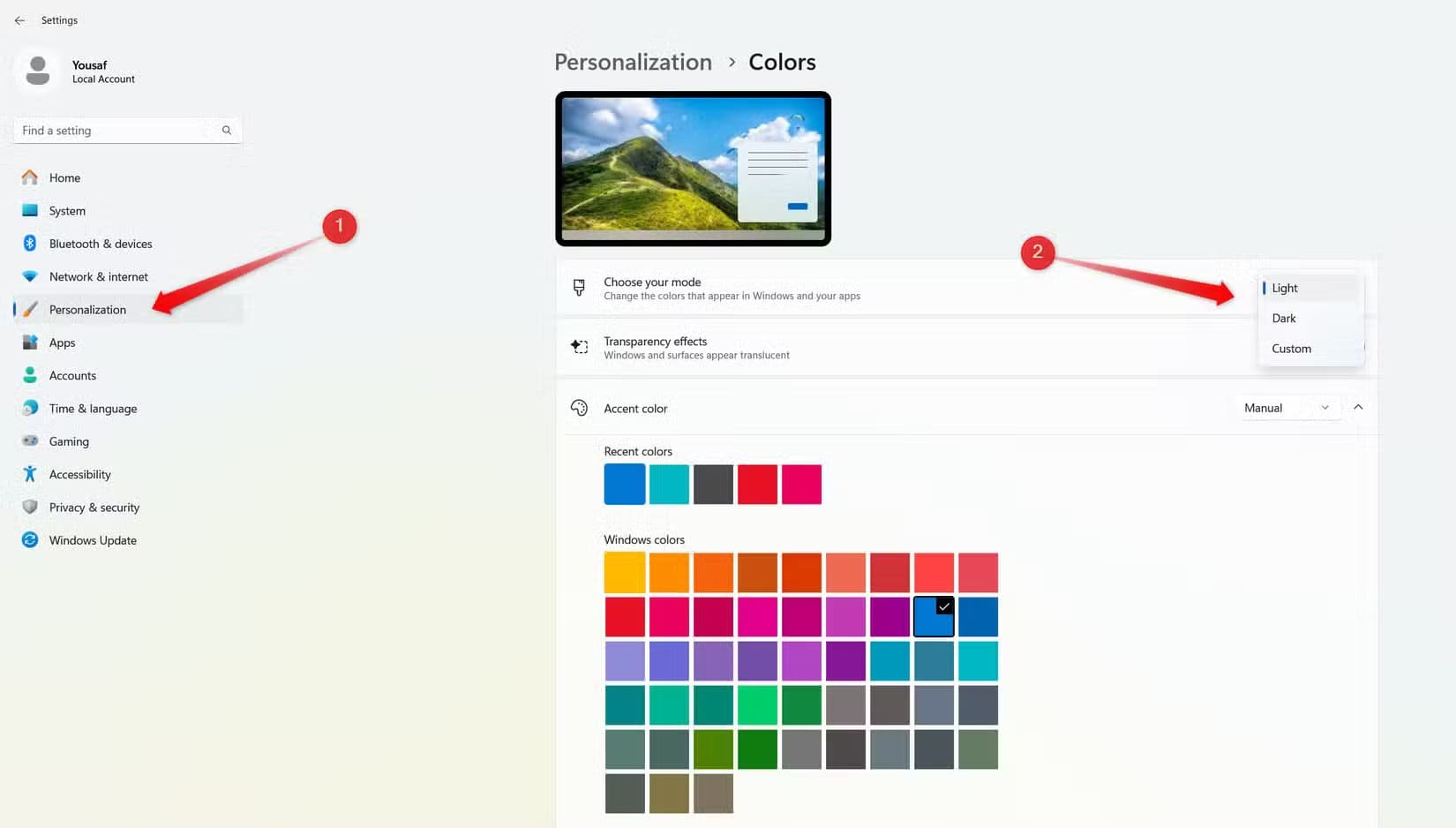 changing-the-color-mode-in-windows أفضل إعدادات Windows وعادات يومية تقلل من إجهاد العين أثناء العمل