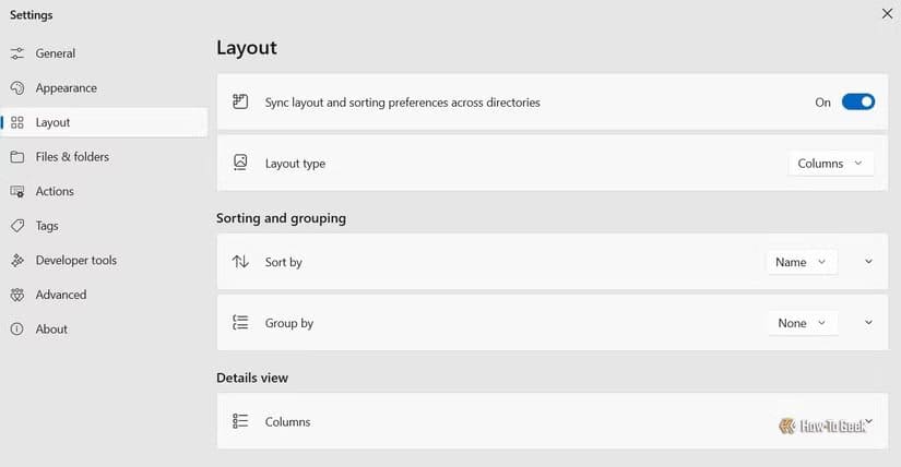 columns-tab-in-the-files-app-settings-window أفضل بديل لمستكشف الملفات على Windows 11 يمنحك تجربة أسرع وأسهل