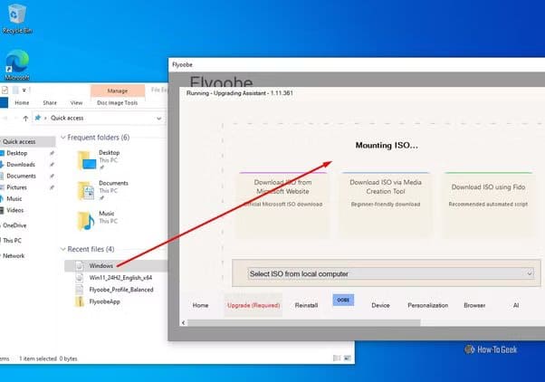 draging-and-dropping-the-windows-iso-file-1 طريقة تثبيت Windows 11 بدون ميزات الذكاء الاصطناعي بسهولة