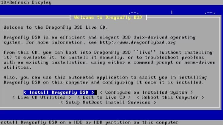 dragonfly-install-screen مميزات DragonFly BSD التي تجعله خيارًا مختلفًا بين أنظمة التشغيل