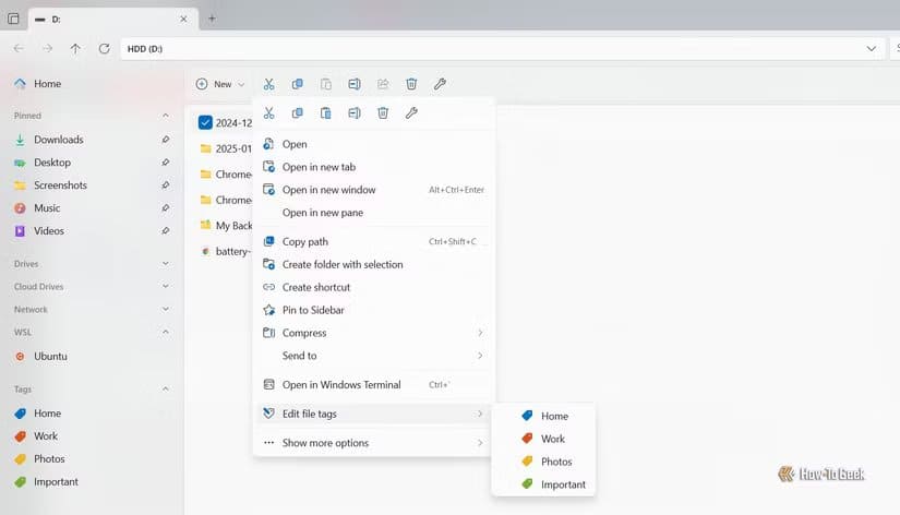edit-file-tags-option-in-the-files-app-context-menu أفضل بديل لمستكشف الملفات على Windows 11 يمنحك تجربة أسرع وأسهل