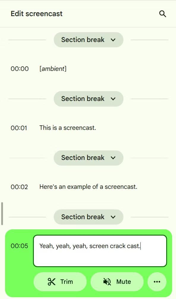 edit-transcript أفضل طريقة لتسجيل الشاشة على أجهزة Chromebook بسهولة