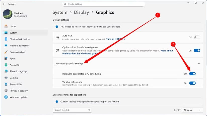 enabling-hags-on-windows-11-if-it-isn-t-already تشغيل جدولة GPU لتسريع الرسوميات في Windows 10 و11