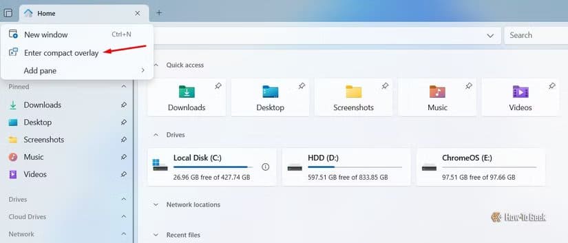 enter-compact-overlay-option-in-the-files-app أفضل بديل لمستكشف الملفات على Windows 11 يمنحك تجربة أسرع وأسهل