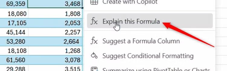 explain-this-formula-is-selected-in-the-excel-in-cell-copilot-menu أحدث ميزات Microsoft Excel 2025 التي تعزز إنتاجيتك