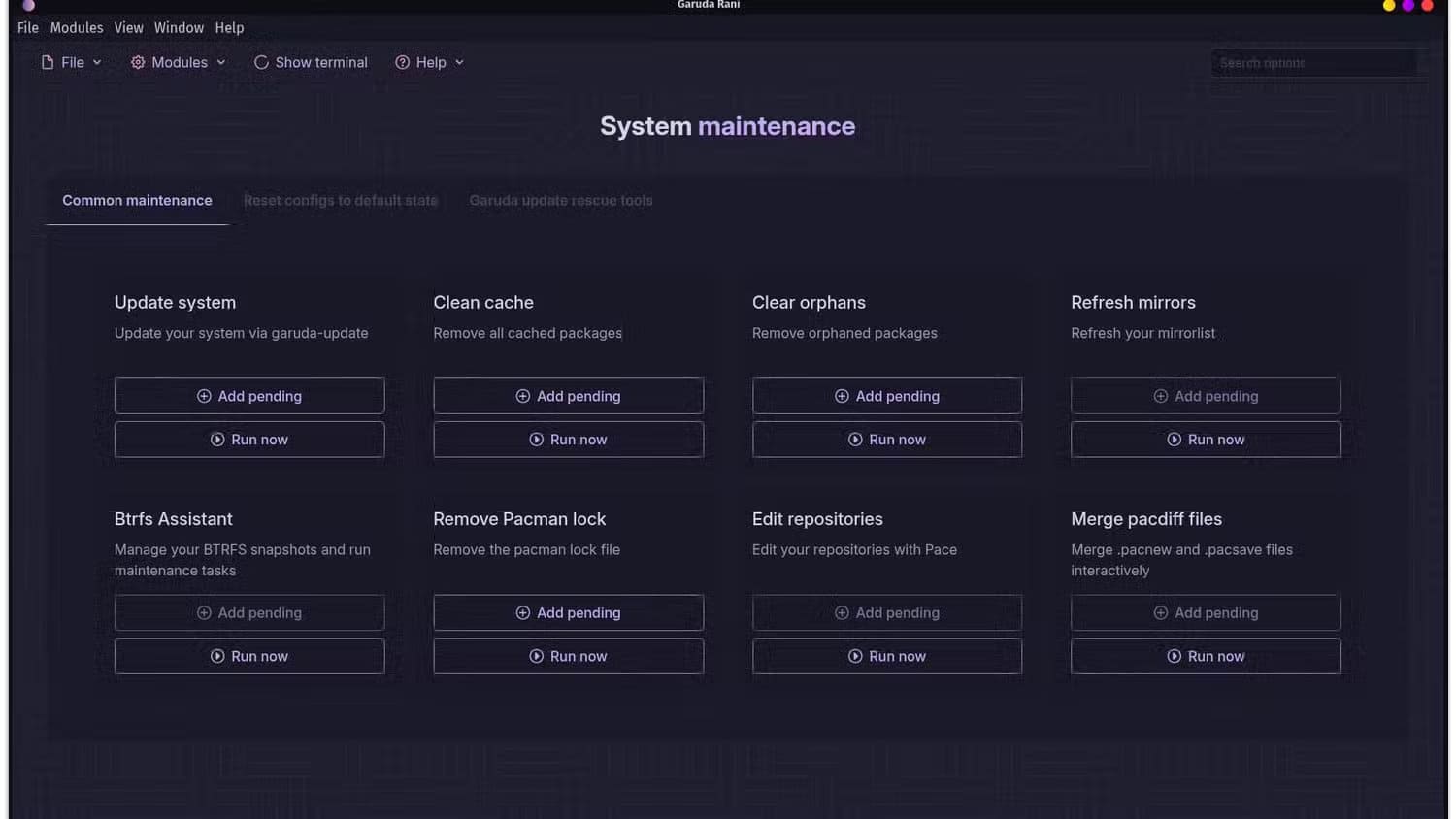 garuda-rani-one-click-system-maintenance-apps لماذا أصبحت Garuda Linux التوزيعة التي لا أستغني عنها بعد سنوات من الاستخدام اليومي