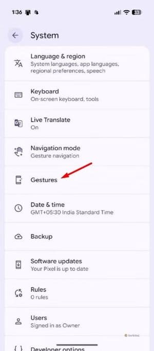 gestures-option-in-pixel-settings تسع ميزات أندرويد خفية لا يعرفها معظم المستخدمين