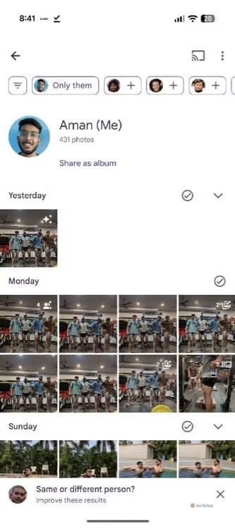 google-photos-displaying-all-the-images-that-includes-me مميزات Google Photos التي قد لا تعرفها وتغير طريقة استخدامك للتطبيق