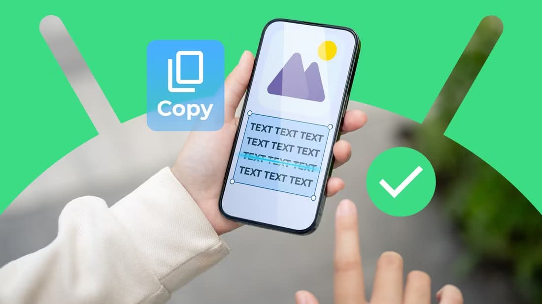 hand-holding-an-android-phone-showing-text-highlighted-and-ready-to-copy-from-a-photo أفضل طرق نسخ النصوص من الصور على أندرويد بسهولة