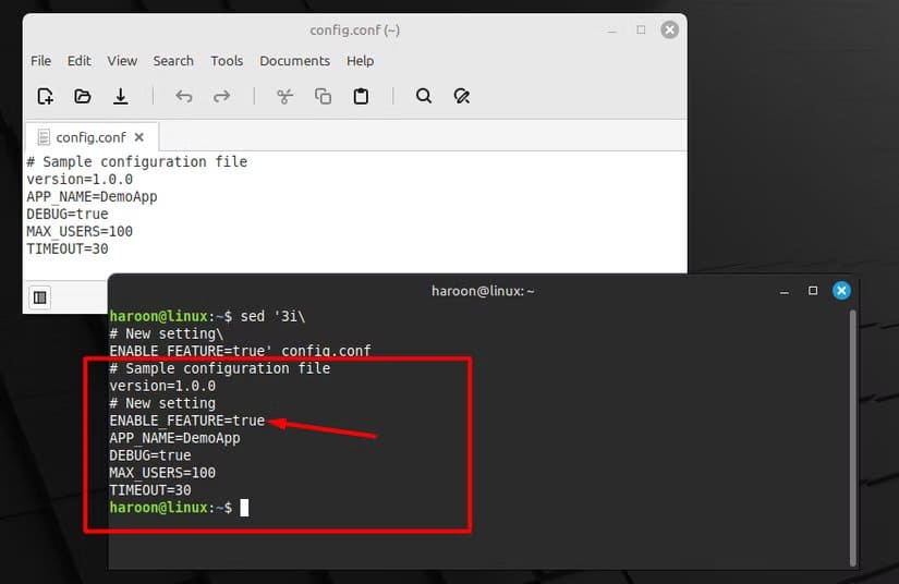 inserting-content-into-configuration-file-using-sed-command أفضل الطرق لاستخدام الأمر sed لتحرير النصوص على Linux