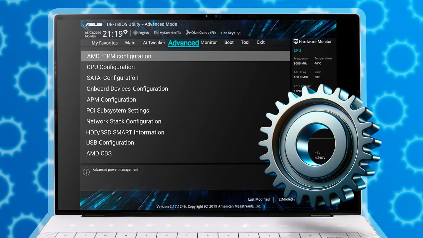 laptop-with-the-asus-bios-screen إعدادات BIOS الضرورية للتمهيد المزدوج بين Windows وLinux