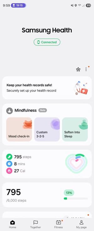 mindfulness-section-within-samsung-health نصائح عملية لزيادة التركيز والحفاظ على اللياقة أثناء العمل المكتبي