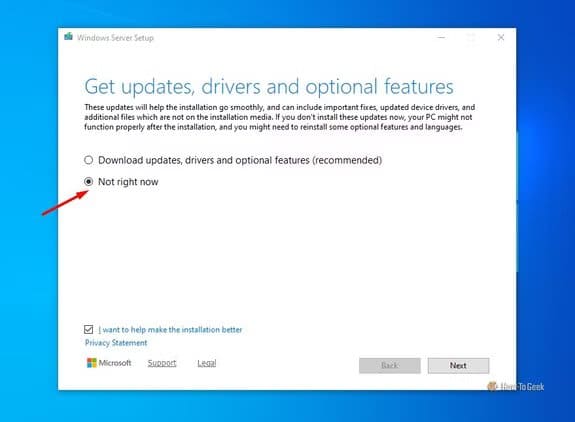 not-right-now-option-in-windows-installation-1 طريقة تثبيت Windows 11 بدون ميزات الذكاء الاصطناعي بسهولة
