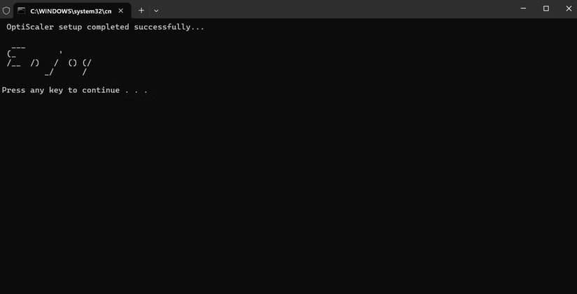 optiscaler-finish-installation تشغيل ألعاب DLSS باستخدام AMD FSR 4 بخطوات بسيطة