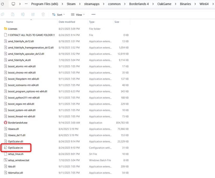optiscaler-game-folder تشغيل ألعاب DLSS باستخدام AMD FSR 4 بخطوات بسيطة