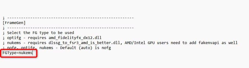 optiscaler-select-default-frame-generation تشغيل ألعاب DLSS باستخدام AMD FSR 4 بخطوات بسيطة