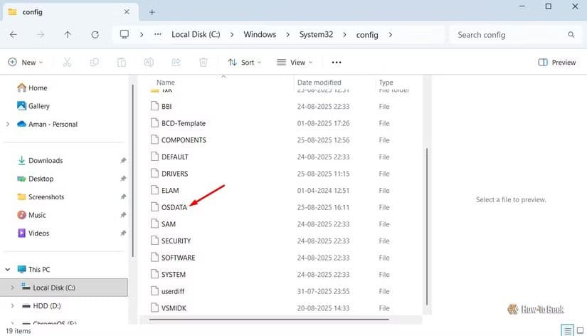 osdata-file-in-the-registry-editor طريقة آمنة لمحاكاة ظهور شاشة الموت الزرقاء في Windows