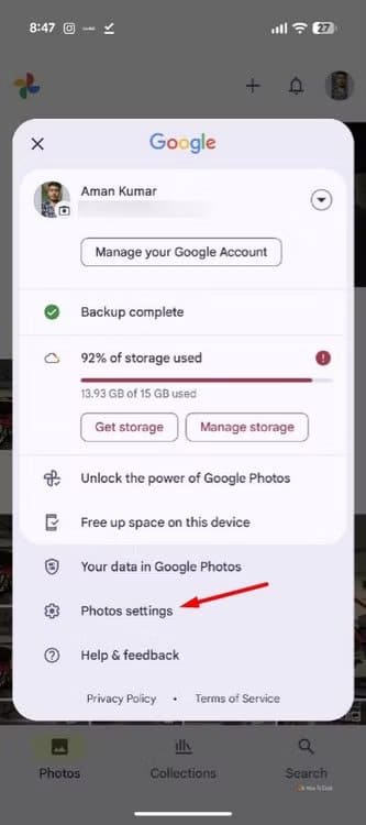 phone-settings-option-in-google-photos مميزات Google Photos التي قد لا تعرفها وتغير طريقة استخدامك للتطبيق