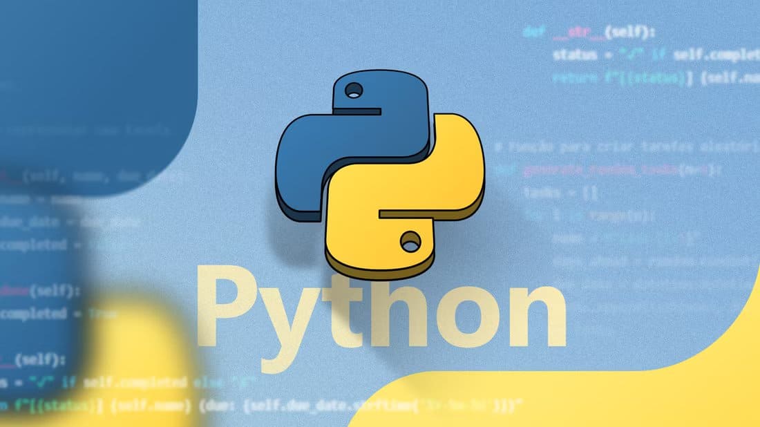 python-logo-over-blurred-python-code-background-with-the-word-python-written-in-yellow-underneath أكثر الأخطاء شيوعاً في بايثون مع حلول عملية لتجنبها
