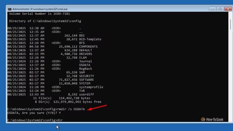 rmdir-command-in-cmd طريقة آمنة لمحاكاة ظهور شاشة الموت الزرقاء في Windows