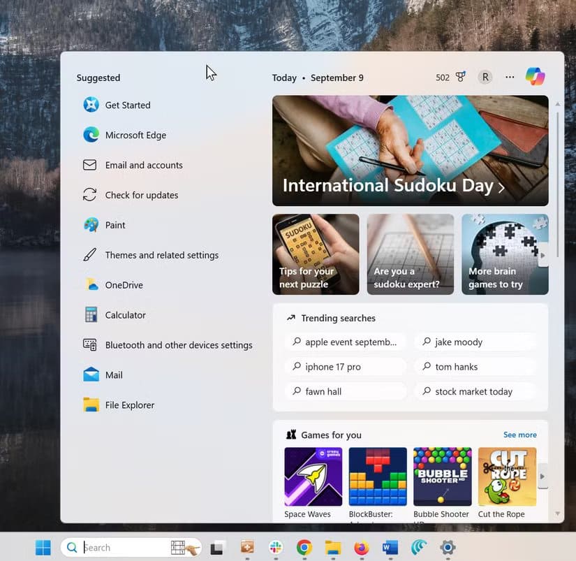search-taskbar-windows طريقة جعل شريط مهام Windows 11 يفتح الروابط بمتصفحك المفضل