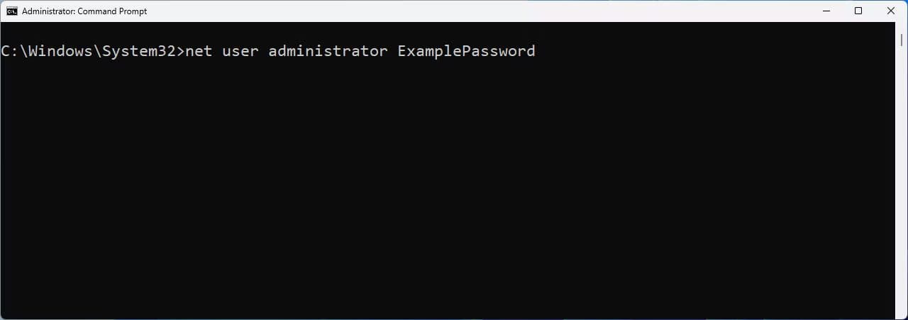 setting-a-password-for-the-administrator-account-in-command-prompt خطوات تسجيل الدخول كمسؤول في ويندوز 10 و 11
