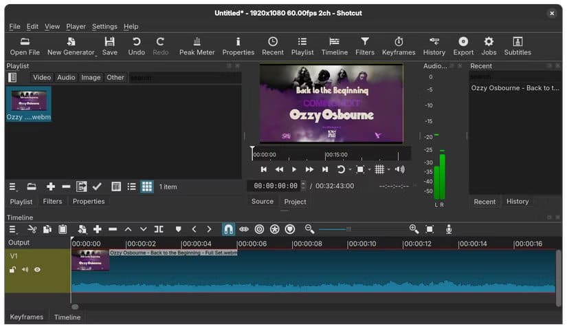 shotcut-with-a-video-file-open-showing-the-main-editing-screen أفضل بدائل التطبيقات اليومية عند الانتقال إلى لينكس