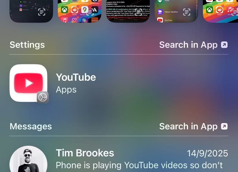 spotlight-search-results-for-an-app-s-settings اختصار إعدادات iPhone الذي يوفر وقتك بشكل ملحوظ
