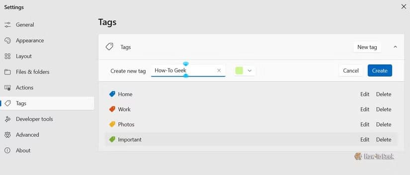 tag-tab-in-the-files-app-settings-window أفضل بديل لمستكشف الملفات على Windows 11 يمنحك تجربة أسرع وأسهل